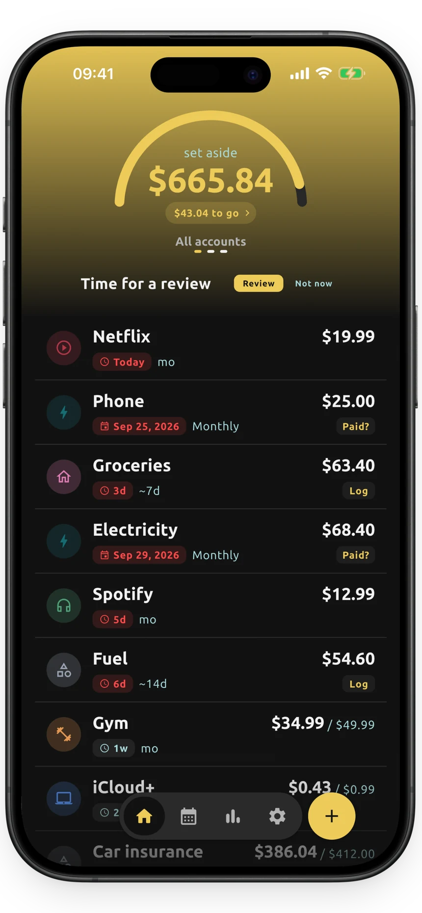 Submoney app home screen